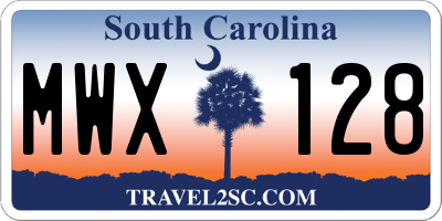 SC license plate MWX128