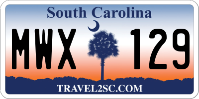 SC license plate MWX129