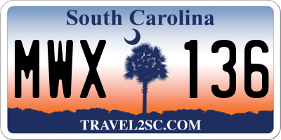 SC license plate MWX136