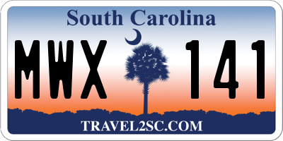 SC license plate MWX141