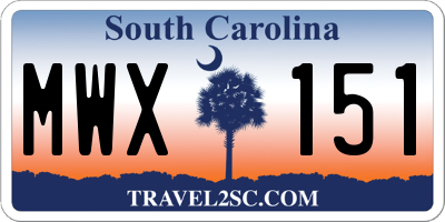 SC license plate MWX151