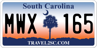 SC license plate MWX165