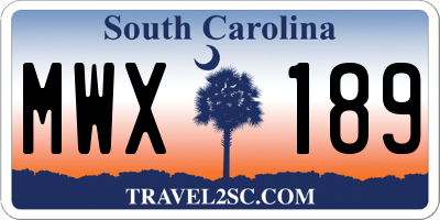 SC license plate MWX189