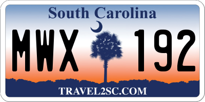 SC license plate MWX192