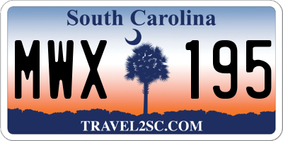 SC license plate MWX195