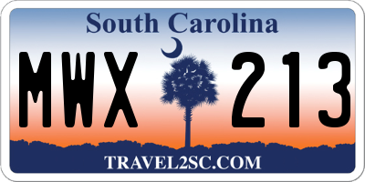 SC license plate MWX213