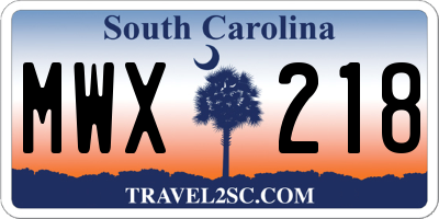 SC license plate MWX218