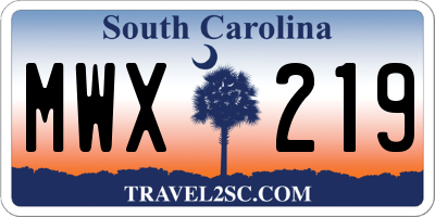 SC license plate MWX219