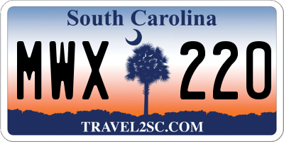 SC license plate MWX220