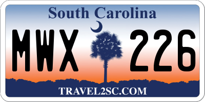 SC license plate MWX226