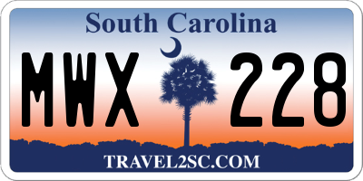 SC license plate MWX228