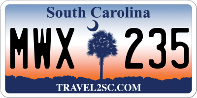 SC license plate MWX235