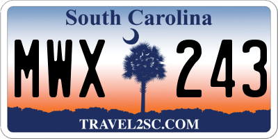 SC license plate MWX243