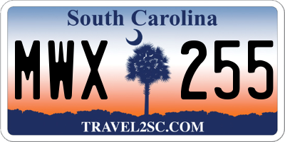 SC license plate MWX255