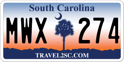 SC license plate MWX274
