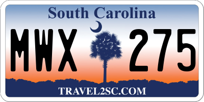 SC license plate MWX275