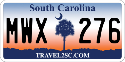 SC license plate MWX276