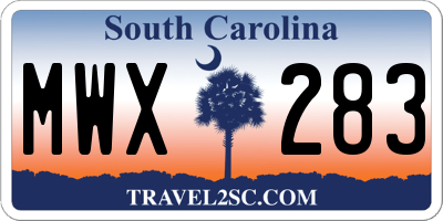 SC license plate MWX283