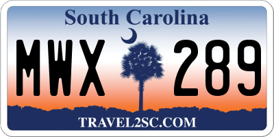 SC license plate MWX289