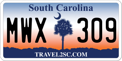 SC license plate MWX309