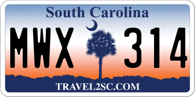 SC license plate MWX314