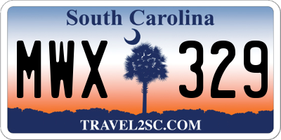 SC license plate MWX329