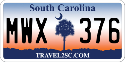 SC license plate MWX376