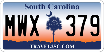 SC license plate MWX379