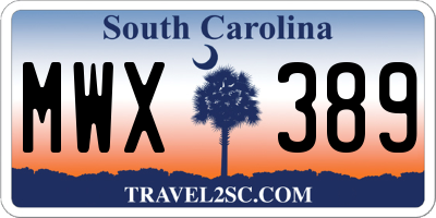 SC license plate MWX389
