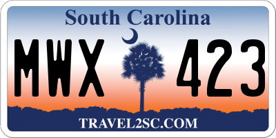 SC license plate MWX423
