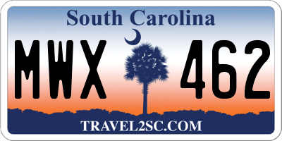 SC license plate MWX462