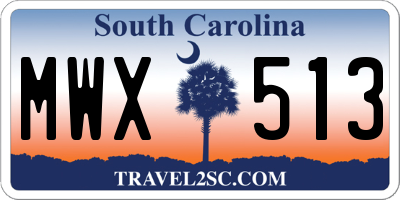 SC license plate MWX513