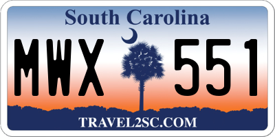 SC license plate MWX551