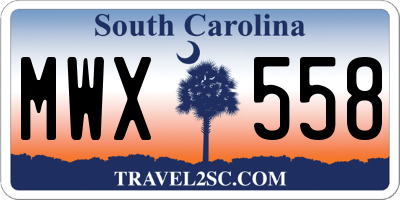 SC license plate MWX558