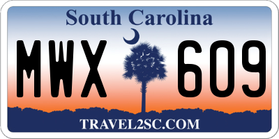 SC license plate MWX609