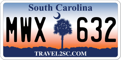 SC license plate MWX632