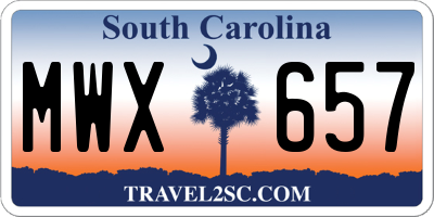 SC license plate MWX657