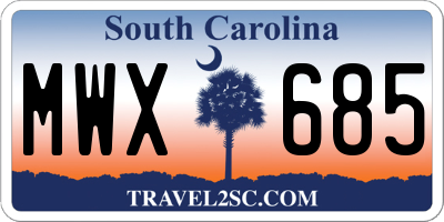 SC license plate MWX685