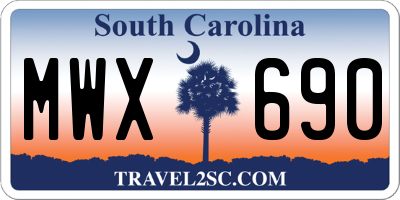 SC license plate MWX690