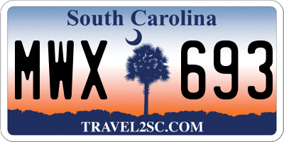 SC license plate MWX693
