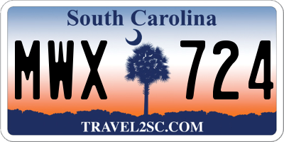 SC license plate MWX724