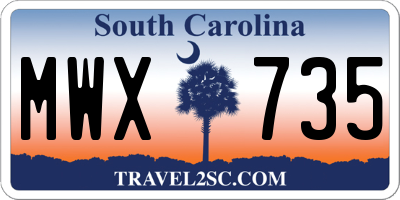 SC license plate MWX735