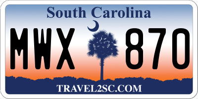 SC license plate MWX870