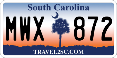SC license plate MWX872