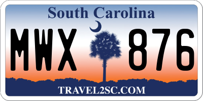 SC license plate MWX876