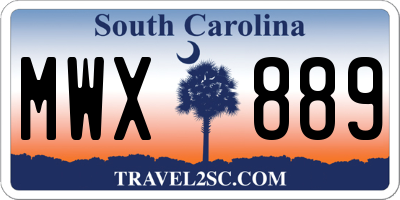 SC license plate MWX889