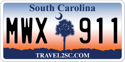 SC license plate MWX911