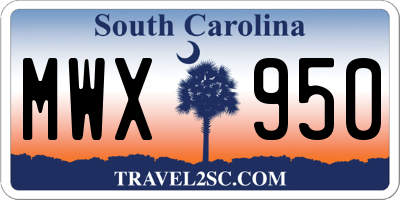 SC license plate MWX950