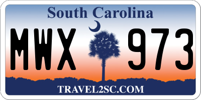 SC license plate MWX973