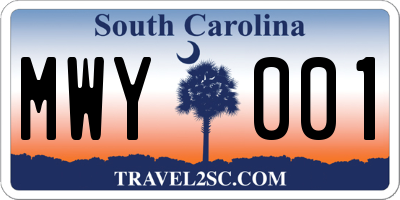 SC license plate MWY001